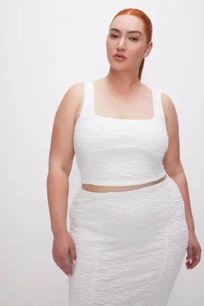 SCRUNCHIE CROPPED TANK TOP | CLOUD WHITE