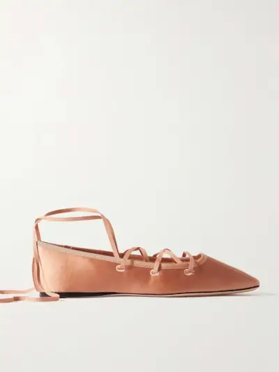 Louisa Lace-Up Satin Ballet Flats