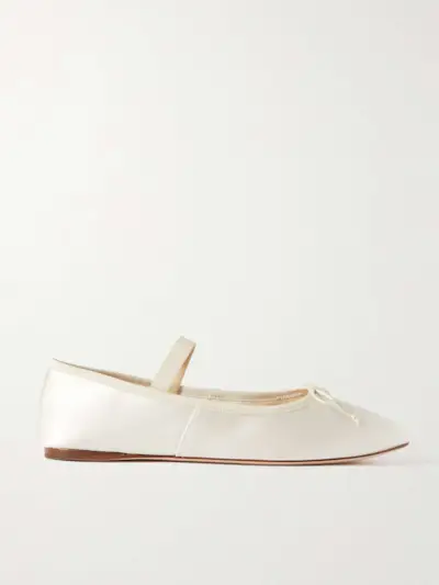 Leonie Grosgrain-Trimmed Satin Ballet Flats