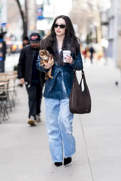 An image of Mikey Madison wearing one of the biggest sunglasses trends of 2025.