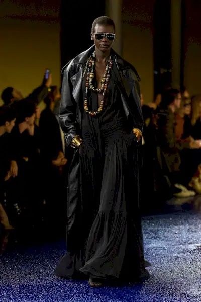 An image of one of the biggest sunglasses trends of 2025 on the Saint Laurent spring/summer 2025 runway.