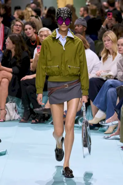 An image of one of the biggest sunglasses trends on the Prada Spring/Summer 2025 runway.