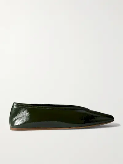 Luna Patent Textured-Leather Ballet Flats