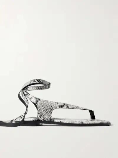 Heidi Snake-Effect Leather Sandals