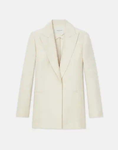 Linen-Viscose Peak Lapel Blazer