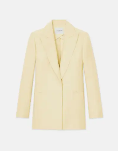 Linen-Viscose Peak Lapel Blazer