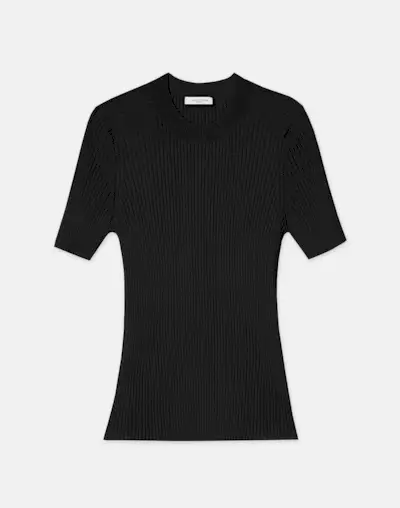 Finespun Voile Ribbed Knit Top