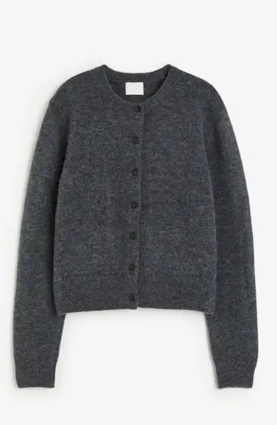 H&M + Cardigan in Dark Gray Melange