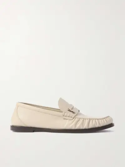 Laurent Glossed-Leather Loafers
