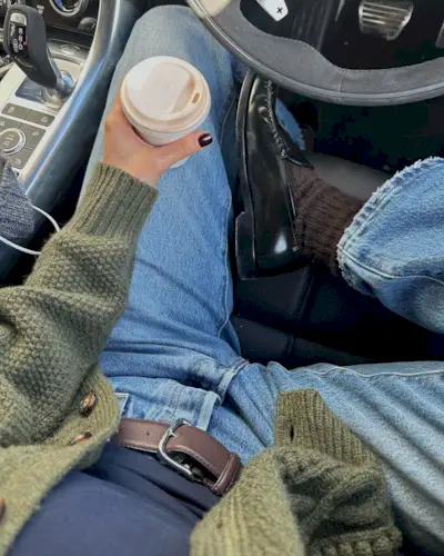 Woman wearing loafers with jeans outfit 2025.