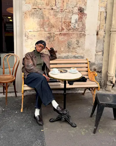 Woman wearing loafers with jeans outfit 2025.