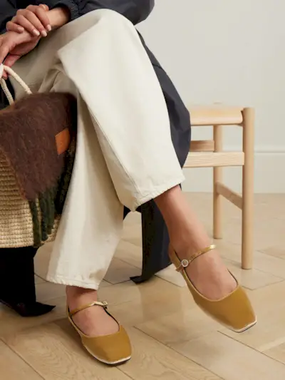 Uma Velvet Mary Jane Ballet Flats