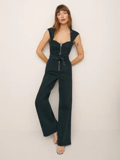 Reformation + Calypso Wide Leg Denim Jumpsuit