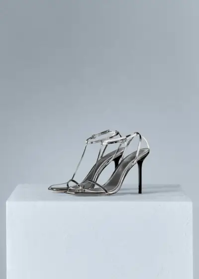 Mango + Straps Heel Leather Sandals