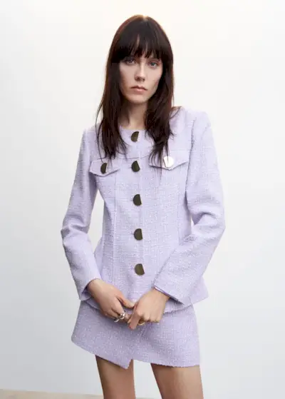 Mango + Tweed Jacket With Metal Buttons