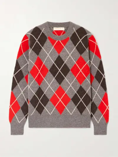 Argyle Checked Wool Sweater