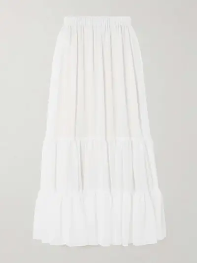 Tiered Jacquard Maxi Skirt