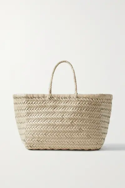 Bamboo Triple Jump Small Woven Leather Tote