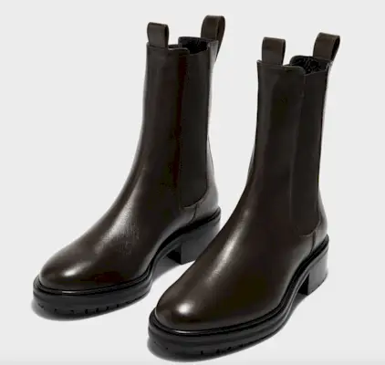 Coco matches leather brown ankle boots to a Hermes Kelly bag