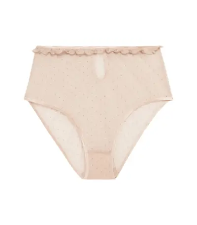 Les Petit Trou + Confiance Glittered Polka-Dot Sretch-Tulle Briefs