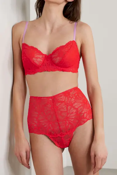 Dora Larsen + + Net Sustain Alma Recycled Stretch-Lace Briefs