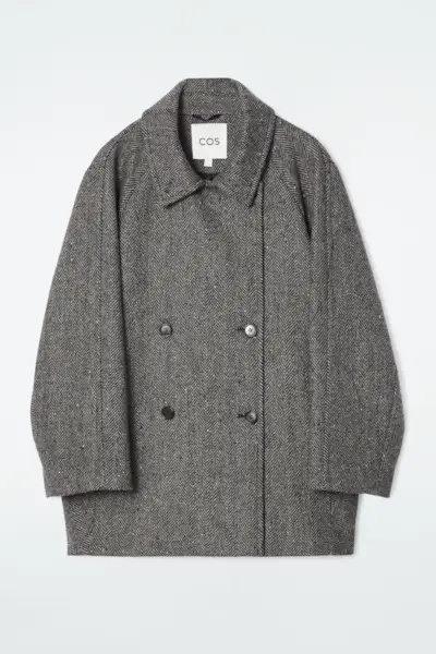 Oversized Double-Breasted Wool Pea Coat