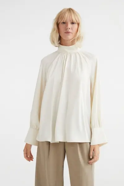 H&M + Balloon-Sleeved Satin Blouse