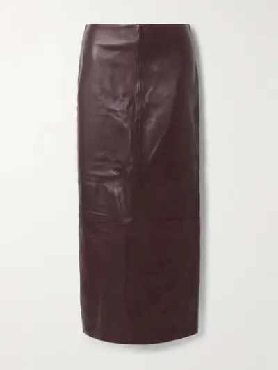 Paneled Leather Maxi Skirt