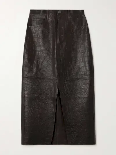 The Midaxi Croc-Effect Leather Midi Skirt