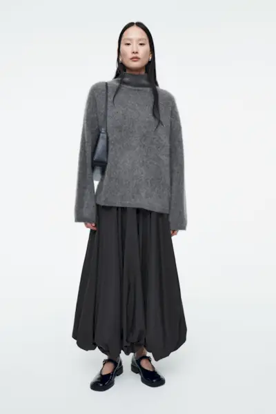 Bubble-Hem Maxi Skirt