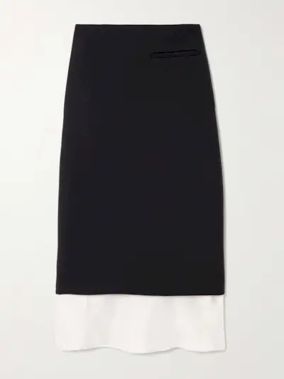 Silk-Trimmed Wool-Blend Midi Skirt