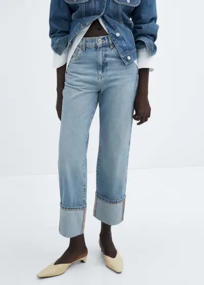 Turned-Up Straight Jeans - Women