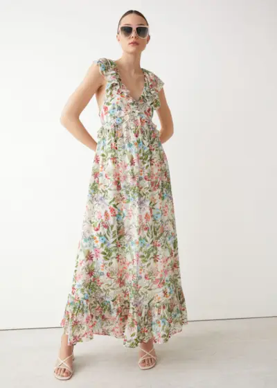 & Other Stories + Printed Ruffle Midi Dress