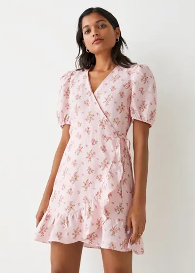& Other Stories + Puff Sleeve Wrap Mini Dress