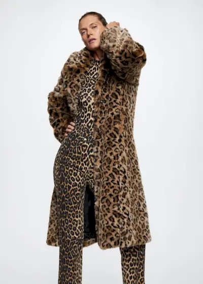 Mango + Animal Print Faux Fur Coat
