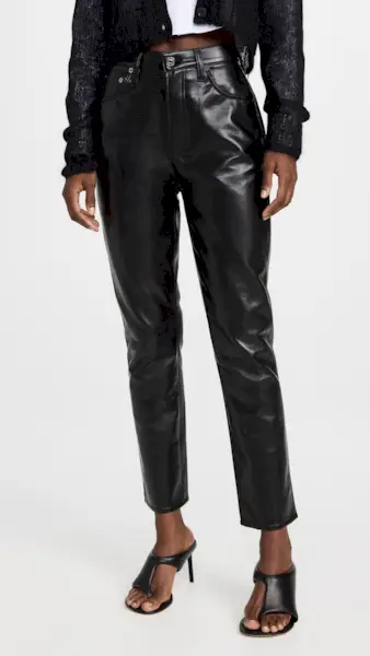 Agolde + Recycled Leather Riley Long Jean: High Rise Straight