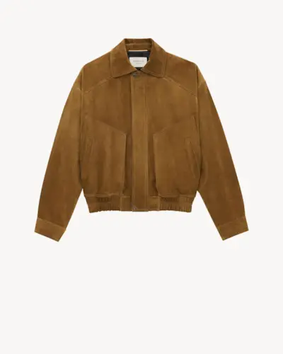 Women's Bomber Jacket in Suede in Brun