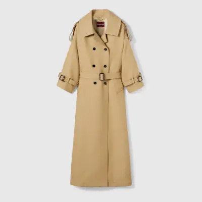 Gucci, GG Crêpe Silk Wool Double-Breasted Coat