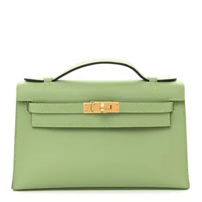 Hermes Swift Kelly Pochette Clutch Vert Criquet