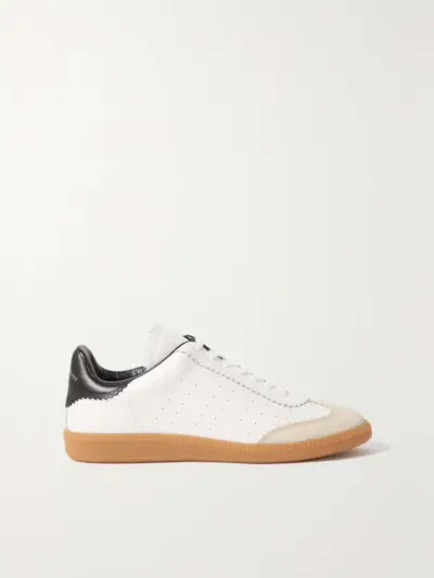 Bryce Suede-Trimmed Perforated Leather Sneakers