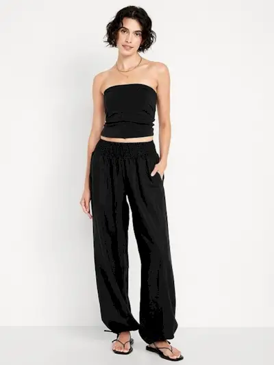 old navy, Mid-Rise Linen-Blend Harem Pants