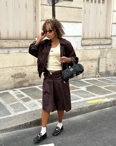 An image of @slipintostyle wearing the Miu Miu Arcadie bag, one of the best Miu Miu bags.