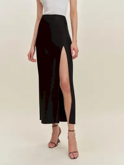 Layla Satin Skirt With Slit
