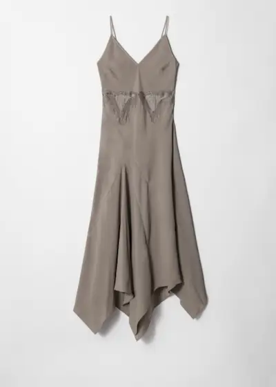 Asymmetrical Satin Slip Midi Dress