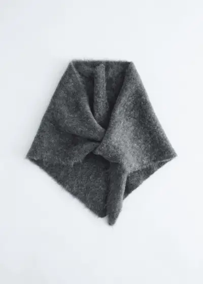 Mohair-Blend Brushed Triangle Scarf