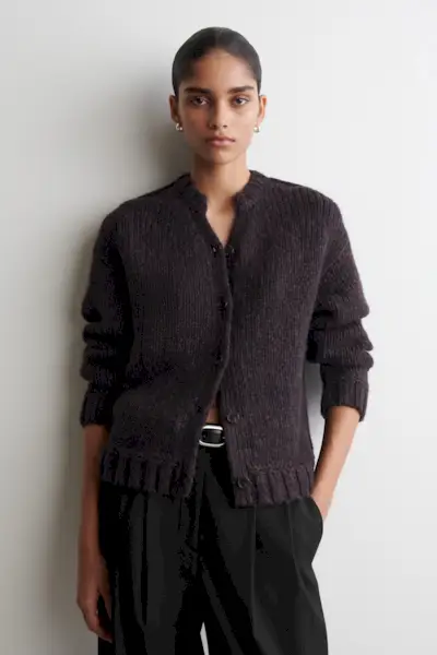 Flecked Chunky Wool-Alpaca Cardigan