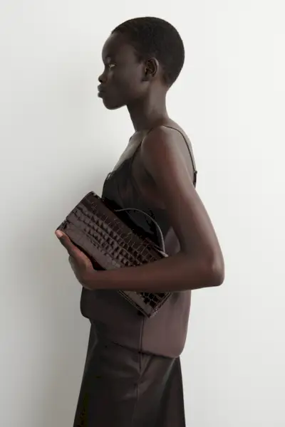 Gallery Clutch Bag - Croc-Effect Leather