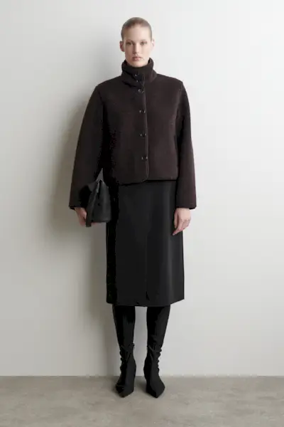 Funnel-Neck Teddy Jacket