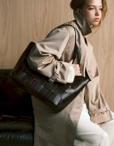 Asos Design Weave Tote Bag in Dark Chocolate