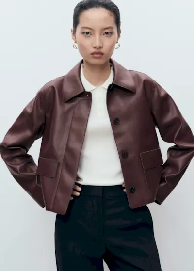 Leather-Effect Jacket With Pockets - Women | Mango United Kingdom